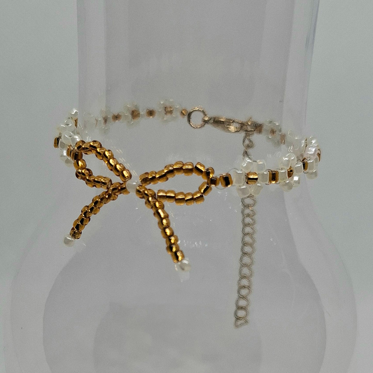 Beaded Bow and Flower Bracelet