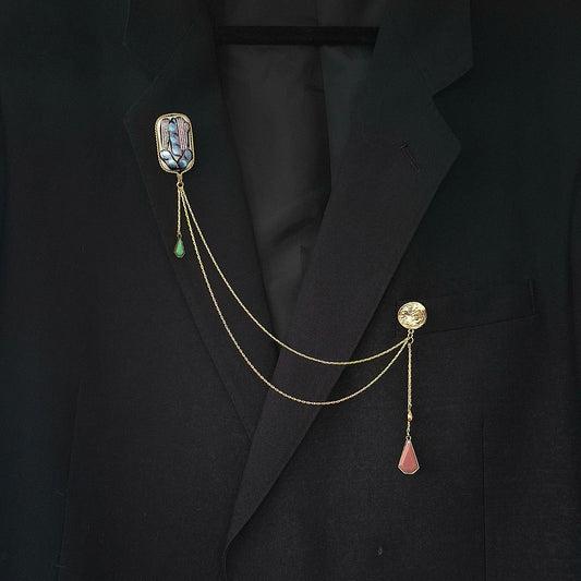 Suit jacket Brooch chain, chain tassel, handmade suit accessory