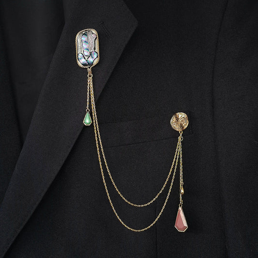 Suit jacket Brooch chain, chain tassel, handmade suit accessory