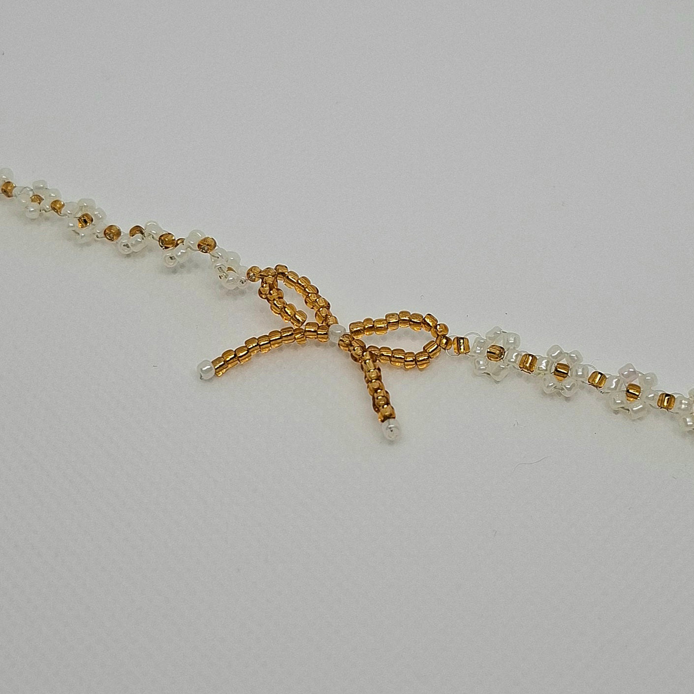 Beaded Bow and Flower Bracelet