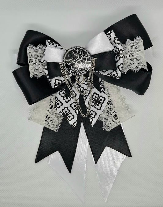 Stylish black and white hair bow, neck bow, fashion bow