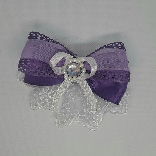 Cute little purple and pearl hair bow, neck bow, fashion bow